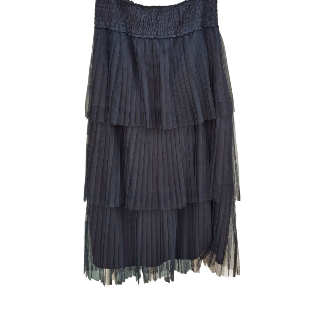 Favlux Ruffled 3-Tier Tulle Midi Black Skirt Women Size Medium